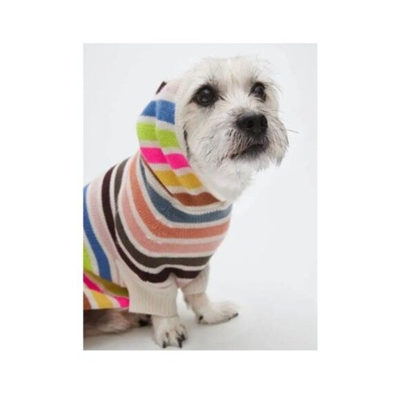 GAP Crazy Stripe Hoodie Knit Dog Sweater, Bright Multi-Color Stripes, XS/S - Picture 14 of 14